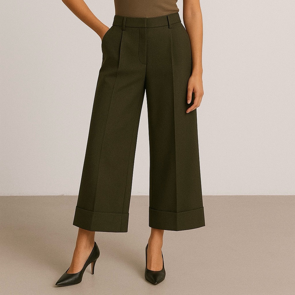 Zara Crop Cuffed High Rise Trouser Pants Size Small
